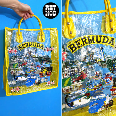 Deadstock Fun Vintage 60s 70s Bermuda Novelty Clear Vinyl Tote Bag 