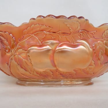 Dugan Marigold Carnival Glass Fruit Bowl Apple and Pear Design 2923B