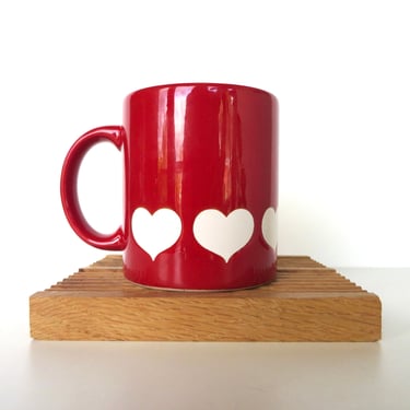 Vintage Waechtersbach Red and White Heart Mug From Germany 