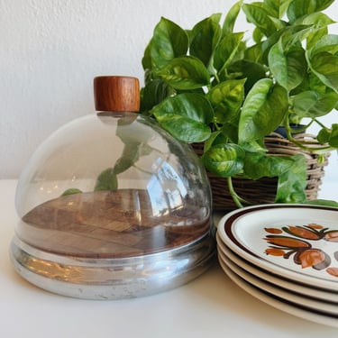 Teak Wood Block Cheese Dome