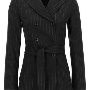 Max Mara Women Double-Breasted Pinstripe Blazer