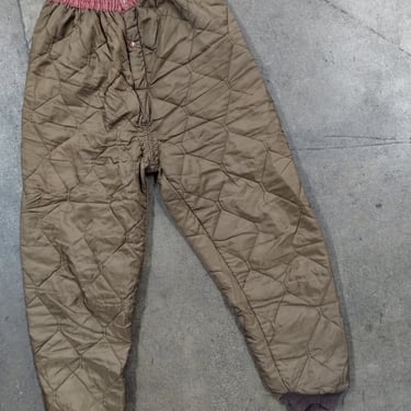 27x25 70s Brown Quilted Snow Pants Liner Pants Outdoors Snow Climber Mountaineering Western Trendy Streetwear Tech Rave 