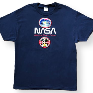 Vintage 90s NASA Johnson Space Center Mission Operations Single Stitch Embroidered T-Shirt Size Large 