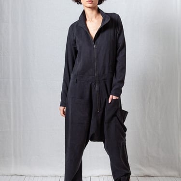 Relaxed Tencel Long Sleeve Drop Seat Jumpsuit