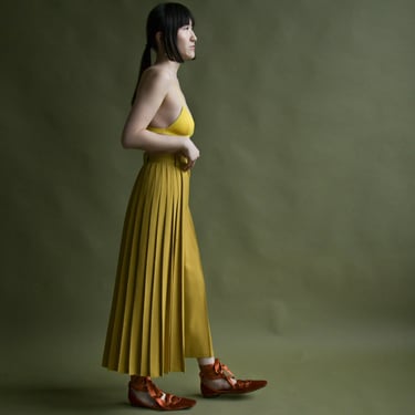 7090t / 1970s mustard yellow pleated culottes 
