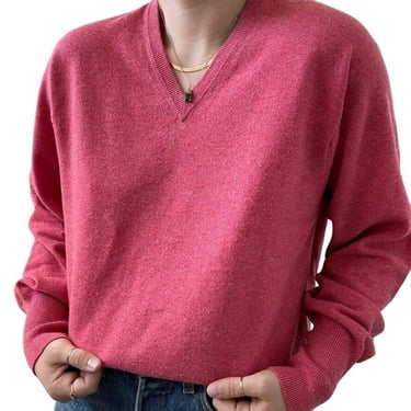 N. Peal London Mens Pink 100% Cashmere V neck Preppy Soft Sweater Sz M 