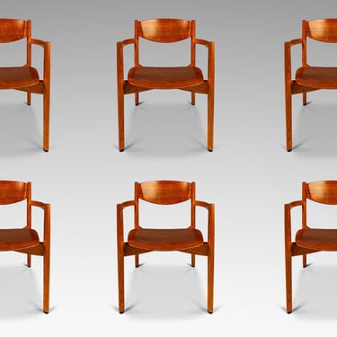 Set of Six (6) Mid-Century Modern Stacking General Purpose Chairs in Oak & Walnut by Jens Risom for Jens Risom Design, USA, c. 1960's 