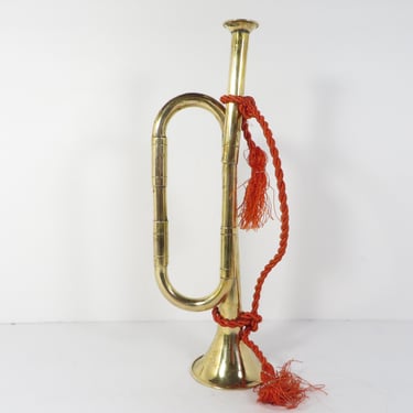 Vintage Brass Toy Decorative Bugle - Patriotic Brass Toy Bugle 