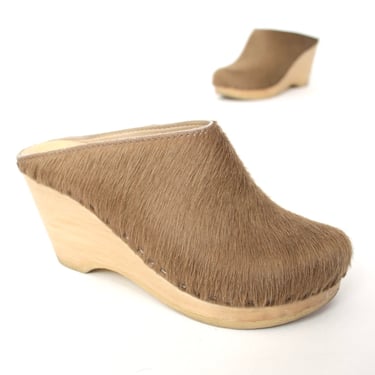 Authentic vintage 1970s wooden platform clogs | 70s leather