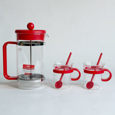 Bodum Coffee Press Set in Red, Deadstock - New In Box! 