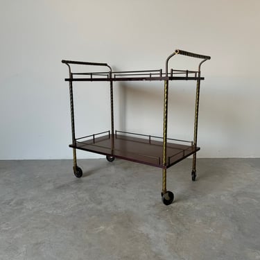 Maxwell Phillips - Style Brass And Wood  Two - Tier Bar Cart 