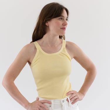 The Siena Tank in Butter Yellow | Vintage Rib Knit Tank | Ribbed top 100% Cotton Undershirt Singlet | XS S 