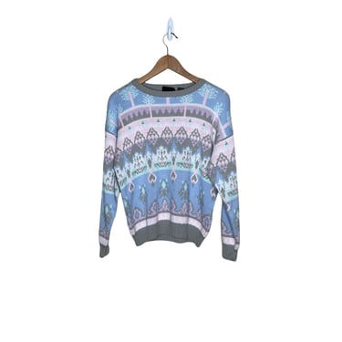 Vintage Blue and Pink 80's Fairy Kai Sweater, Marisa Size Medium 