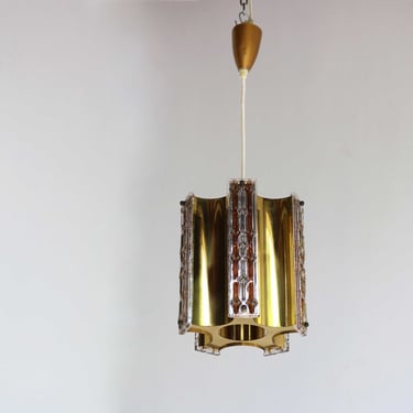 1970s Italian Murano Glass & Brass Vintage Pendant Lamp / Light Retro Mid century Ceiling Lamp Hallway Chandelier Light Fixture 