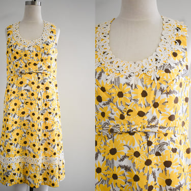 1960s Lilly Pulitzer Brown Eyed Susan Floral Shift Dress 