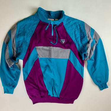 Vintage 90s Streetwear Teal Purple & Gray Track Jacket Size XL Never Worn 