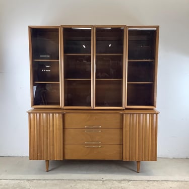 Mid-Century Credenza with China Cabinet Topper 