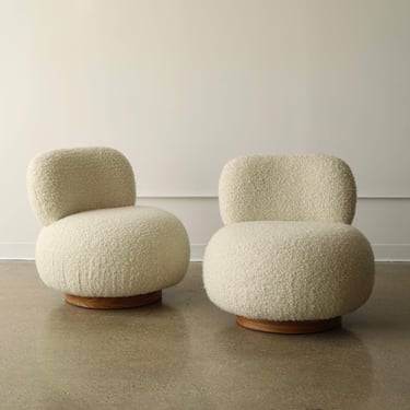 Steve Chase Swivel Poufs, a pair 