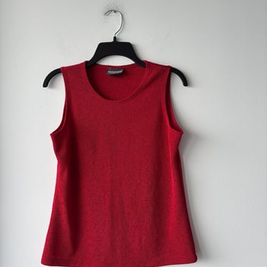 Vintage Notations Tank Top Red Knit Blouse Womens Medium Old Money Country Club USA 
