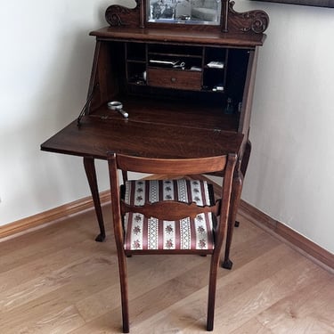 Antique Drop Front Secretary Desk w/Chair JY241-2