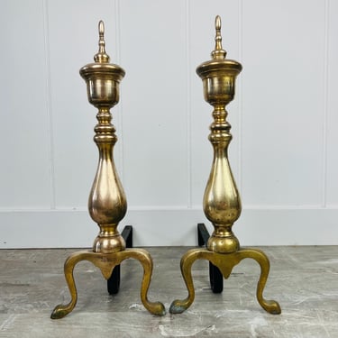 Vintage Brass Fireplace Andirons Log Holder for Fireplace Decor aka Firedogs Fireplace Accessory Firewood Holder Antique Hearth Home Decor 