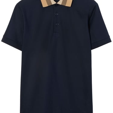 Burberry Men Check Collar Cotton Polo Shirt