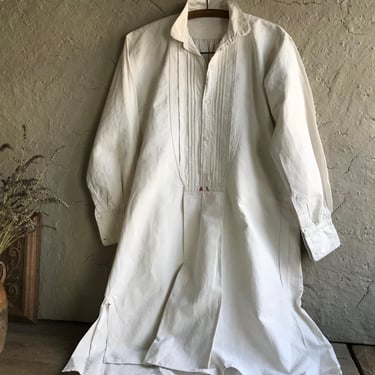 Rustic 19th C French Peasant Shirt, Cotton Chemise, Period Clothing, French Farmhouse 