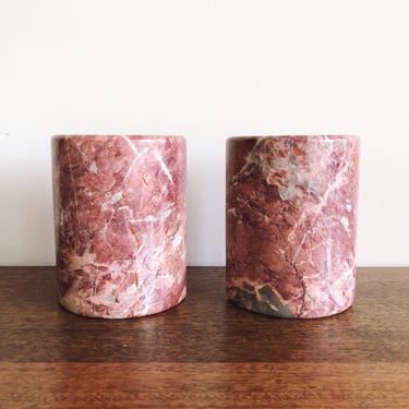 Art Deco Pink Marble Bookends 