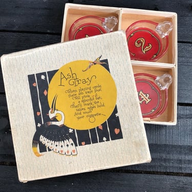 Art Deco Numbered Ashtray Set in Original Box, RARE, Set of Four; Bridge Ashtray; Art Deco Ashtray; Vintage; Art Deco Bridge Ashtrays 