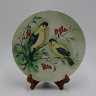 vintage lefton goldfinch plate hand painted 
