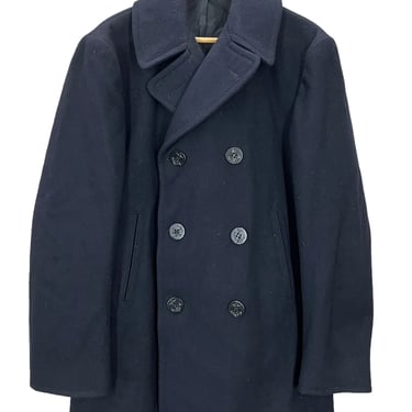 Vintage 1972 USN Navy Blue Wool Peacoat Sz 40R