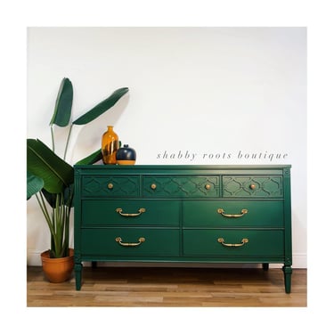 NEW! Stunning Emerald Green Dresser Chest of Drawers. Vintage Mid Century Modern San Francisco, CA by Shab