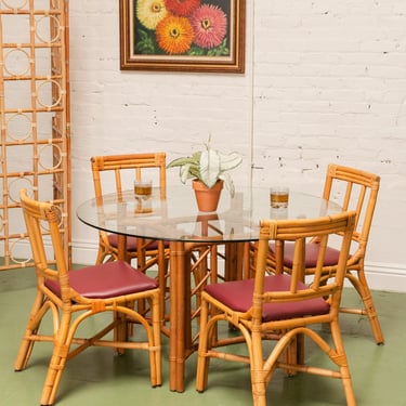 Boho Dining Set with 4 Chairs