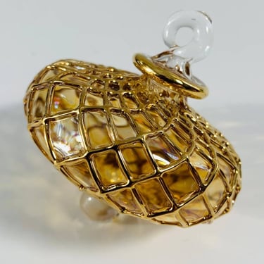 Blown Glass Small Ornament | Amber Diamond