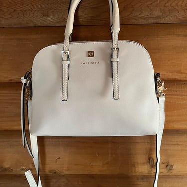 Coccinelle Italian White Leather Handbag Shoulder & Hand Straps 