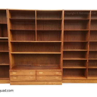 3pc Danish Modern Brazilian Rosewood Bookcase Wall Unit by Poul Hundevad MCM 60s