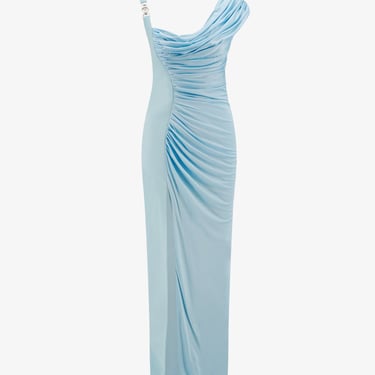 Versace Woman Dress Woman Blue Long Dresses