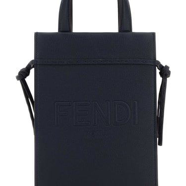 Fendi Men Midnight Blue Leather Mini Go To Shopper Handbag