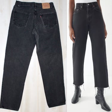 Vintage 90s Levis 550 Relaxed Fit 34 x 34 Black Jeans Mens Womens Tapered High Waisted Mom Jeans Boyfriend Jeans 1990s 