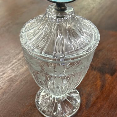 Sterling enamel cut glass covered jar 