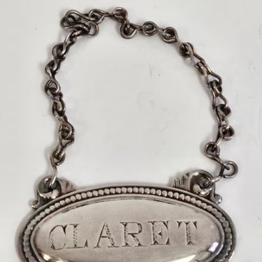 Claret Vintage Bottle Tag, Silver Bottle Hanging Tag, Vintage Bottle Tag, Bar Cart Accessoires, Bottle Hanging Tags, Silver Claret Tag 