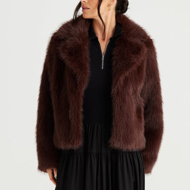 brave + true - Bertoli Faux Fur Jacket - Chocolate