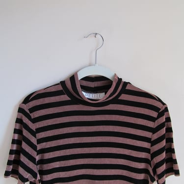 90s Striped Mock Neck Top S Petite 36 Bust 