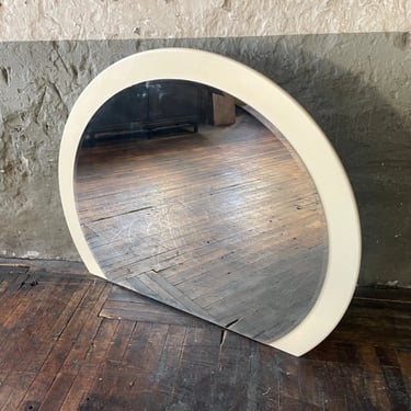 Post Modern Large Oval White Lacquered Mirror VINTAGE ART DECO FLOOR WALL ROUND