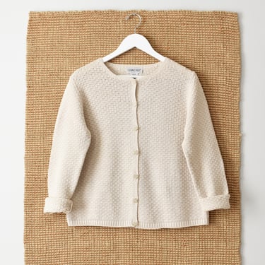vintage natural cotton cardigan, 90s knit sweater 