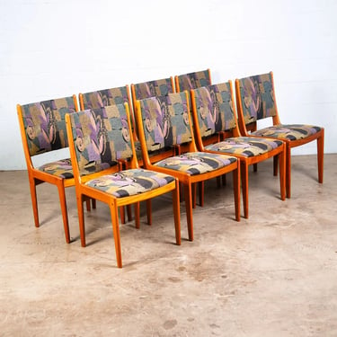 Mid Century Danish Modern Dining Chairs Set 8 Teak High Back Johannes Andersen