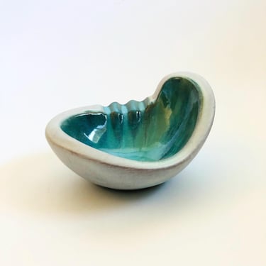 Mid Century Amorphous Pottery Ashtray 