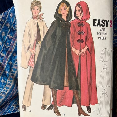 Vintage Sewing Pattern, Cape, 3 Lengths, Hooded, Complete with Instructions, Butterick 5987 