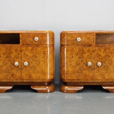 1930s Pair of Restored Art Deco Night Stands, Czechoslovakia 