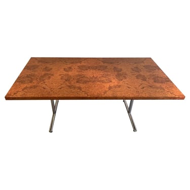 Burlwood “Omega”Desk or Table Designed by Hans Eichenberger for Stendig Finland 